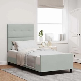 vidaXL Cama Box com cabeceira Cinzento-claro 90 x 190 cm Veludo