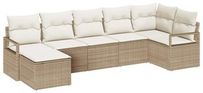 Conjunto de Sofás de Jardim de 7 Peças da com Almofadas em Polirattan