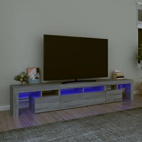 vidaXL Móvel de TV com luzes LED 230x36,5x40 cm sonoma cinza