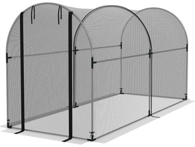 Outsunny Estufa de Cultivo Estufa de Jardim com Suportes Porta com Fecho de Correr e Anti-UV 120x300x146 cm Preto