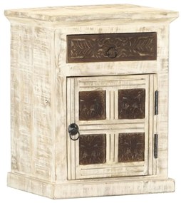 Mesa de cabeceira 40x30x50cm madeira de mangueira maciça branco