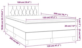 Cama boxspring com colchão 120x200 cm veludo azul-escuro