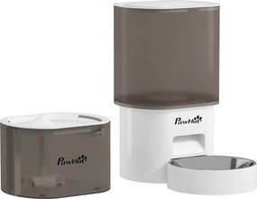 PawHut Conjunto de Comedouro Automático e Bebedouro Silencioso para Cães e Gatos com Controlo por App (1-10 Refeições por Dia) Branco | Aosom Portugal