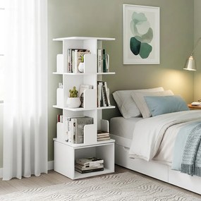 Estante com 4 prateleiras, giratória, com compartimentos abertos 40 x 40 x 124,6 cm Branca