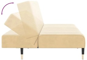 Sofá-cama de 2 lugares veludo cor creme