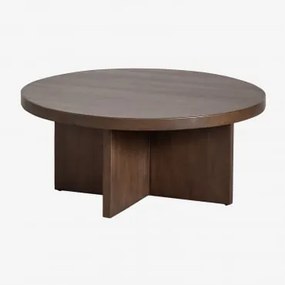 Mesa De Centro De Madeira Mindi (ø80 Cm) Leidam Castanho Madeira Escura - Sklum