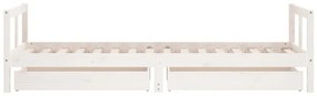 Estrutura cama infantil c/ gavetas 80x200cm pinho maciço branco