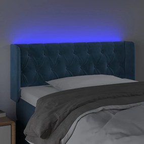 Cabeceira de cama c/ luzes LED veludo 93x16x78/88cm azul-escuro