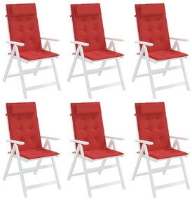 Almofadões p/ cadeira encosto alto 6 pcs tecido oxford vermelho
