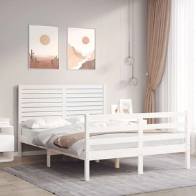 Estrutura de cama com cabeceira 120x200cm madeira maciça branco