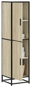 Armário alto 35,5x35x139 cm madeira e metal carvalho sonoma