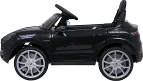 Carro elétrico para Crianças 2 a 5 anos 12V Porsche Cayenne, Rodas de espuma EVA, Controlo Remoto, assento Couro ecológico Preto