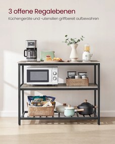Armário de cozinha de 3 níveis 60 x 120 x 90 cm industrial preto-greige