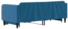 Sofá-cama com gavetão 90x200 cm veludo azul