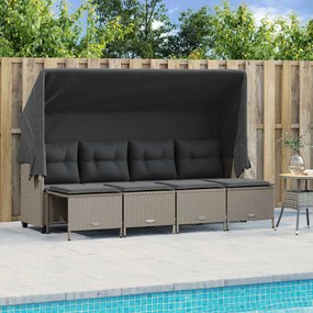 vidaXL 5 pcs conj. sofás jardim c/ almofadões vime PE cinzento-claro