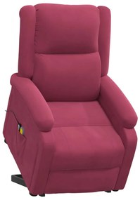 Poltrona elevatória de massagens veludo vermelho tinto