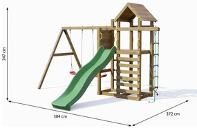 Parque infantil Crianças Exterior MIXTER KDI Com Escorrega, 2 baloiços, corda de escalada e plataforma de escalada