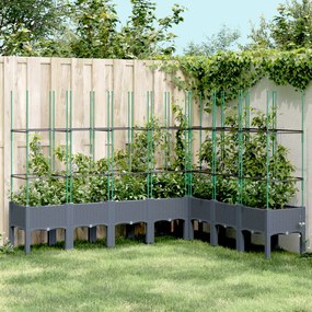 vidaXL Vaso/floreira de jardim c/ treliça 200x160x142,5 cm PP cinzento azul