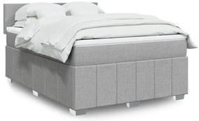 vidaXL Cama com molas/colchão 160x200 cm tecido cinzento-claro