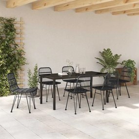 Conjunto de Jantar de Jardim de 7 Peças na Cor Preta em Ratan Poliéste