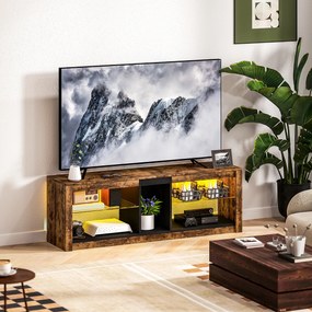 Móvel de TV, 140 x 35 x 47 cm, Iluminação LED com 7 Cores, Castanho
