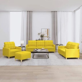 vidaXL 4 pcs conjunto de sofás com almofadões tecido amarelo-claro
