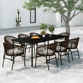 vidaXL 9 pcs conjunto de jantar para jardim castanho