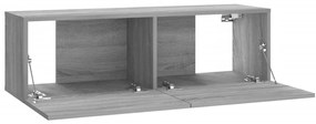 Móvel parede TV 100x30x30 cm derivados de madeira cinza sonoma