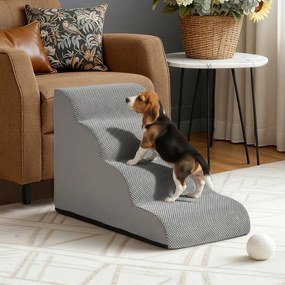 Escada para cães, 4 degraus 72 x 40 x 50 cm Escada para animais de estimação, tecido tipo waffle cinza ardósia