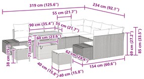 Conjunto de Sofá de Jardim vidaXL com 12 Peças com Almofadas Cinza Rat