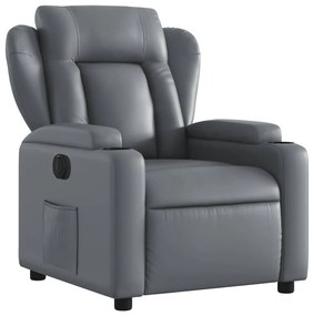 Poltrona reclinável elétrica couro artificial cinzento