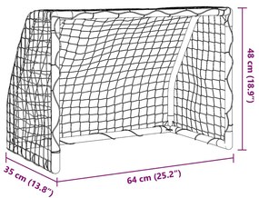 Baliza futebol infantil 2 pcs c/ bola 64x35x48 cm metal branco