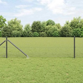 vidaXL Cerca de Fio Soldado com 13 Postes de Espeto Cinza 0.5x50 m Aço