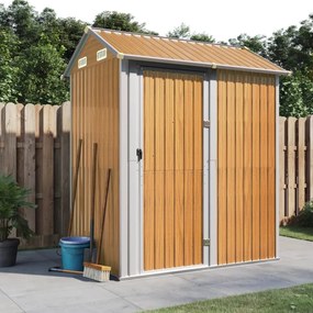 vidaXL Abrigo de jardim 192x152,5x237cm aço galvanizado castanho-claro