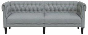 Sofá chesterfield 3 lugares tecido cinzento-claro