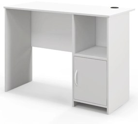 Secretária moderna para computador com armário Furos para cabos Estante aberta e arrumação 106 x 50 x 77,5 cm Branco