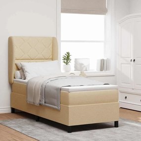 Cama Box Spring com Colchão - Creme, 80x200 cm Tecido