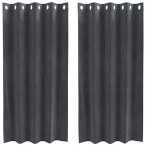 Cortinas Blackout vidaXL com Ilhós 2 pcs Veludo Cinza Claro