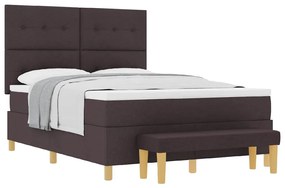 Cama Box com Colchão e Banco vidaXL Marrom Escuro 140x190 cm Tecido