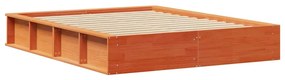 Cama com Armazenamento Elevável - Castanho Encerado - 150 x 200 cm - M