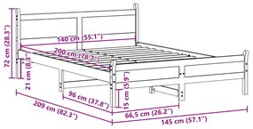 Cama sem colchão 140x200 cm madeira de pinho maciça