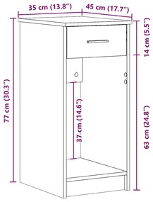 Suporte torre de computador com gaveta 35x45x77 cm branco