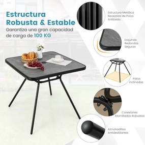 Mesa de jantar de jardim para 4 pessoas Mesa bistrô com furo para guarda-sol 42 mm resistente às intempéries 80 x 80 x 72,5 cm cinza