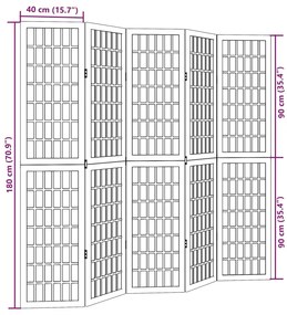 Biombo com 5 painéis madeira de paulownia maciça branco