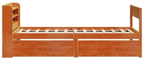 Cama sem colchão 75x190 cm madeira de pinho maciça castanho-mel