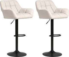 HOMCOM Banquetas Conjunto de 2 Design Retrô ajustável Couro Sintético Efeito Linho Creme + Preto | Aosom Portugal