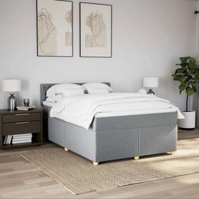 Cama com molas/colchão 160x200 cm tecido cinzento-claro