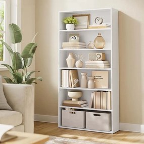 Estante com 6 compartimentos abertos 24 x 80 x 160,7 cm em branco