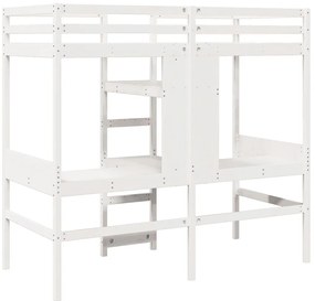 Cama alta sem colchão 90x190 cm pinho maciço branco