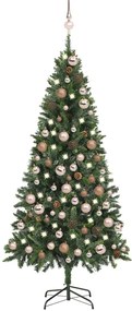 vidaXL Árvore Natal artificial pré-iluminada c/ bolas e pinhas 180 cm